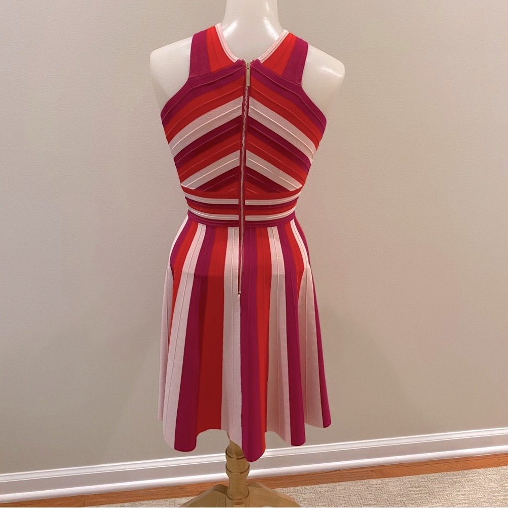 TED BAKER Hadliy Metropolis Skater Dress pink red bandage NWOT size 0 - Picture 6 of 13